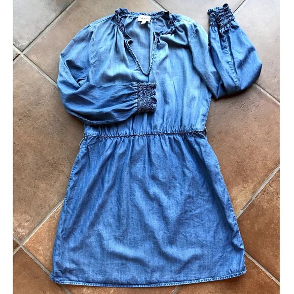 Cloth and Stone Tencel Chambray Ruffled Shirtdress size L Ombre, no belt - Picture 7 of 7